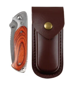 Couteau Militaire Pliant, Damask Fourreau Cuir -Militaire Équipement Magasin couteau pliant damask fourreau cuir 1