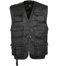 Gilet Reporter Militaire Multi-Poches Noir