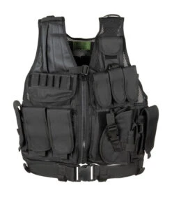 Gilet Tactique "USMC" Noir Multi-poches : étui Ceinture