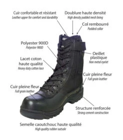 Rangers Chaussures Coquées Patrol Cuir 2 Zips -Militaire Équipement Magasin rangers chaussures militaire patrol cuir pleine fleur 2 zips 5